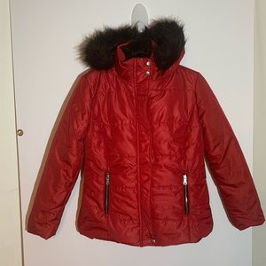 Fashion Nova Puffer Jacket-Red